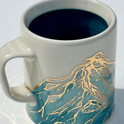 Astrid Kruse 12oz Bluegreen Golden Mountain Mug #N1888