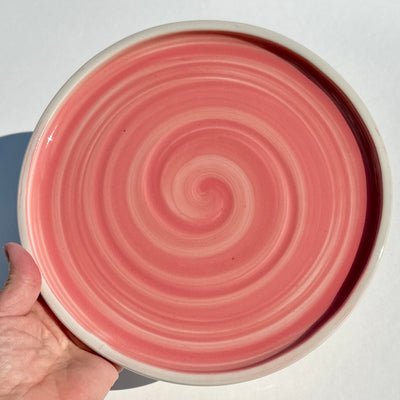 Alexis Templeton Pink and White Thrown Slab Plate #f847