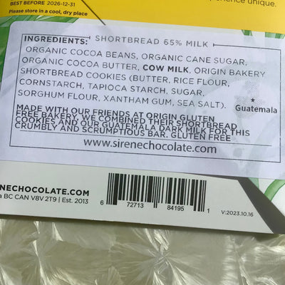 Sirene Chocolate Shortbread Cookie 63% Dark Milk