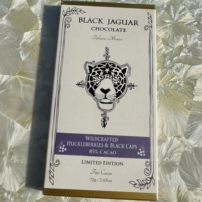 Black Jaguar Wildcrafted Huckleberries & Black Caps 85% Chocolate Bar