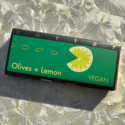 Zotter Olives + Lemon Filled Dark Chocolate Bar