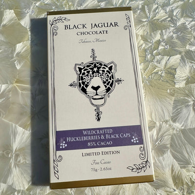 Black Jaguar Wildcrafted Huckleberries & Black Caps 85% Chocolate Bar