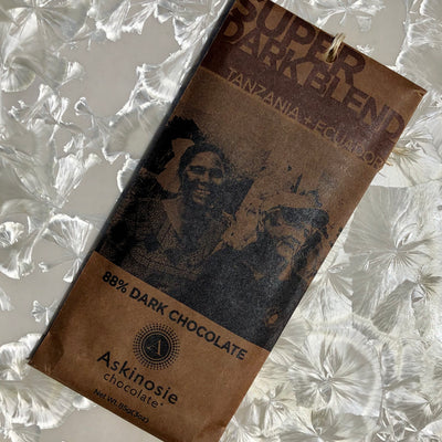 Askinosie Tanzania and Ecuador Super Dark Blend Front