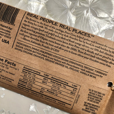 Askinosie Philippines Dark Chocolate with Orange Bar Front