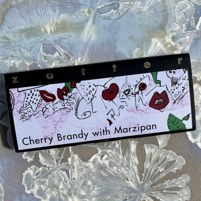 Zotter Cherry Brandy with Marzipan Filled Dark Chocolate Bar
