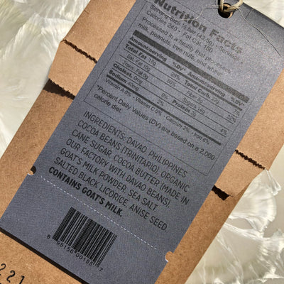 Askinosie Tanzania Dark Milk Chocolate + Black Licorice Bar Front