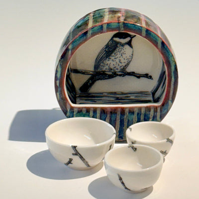 Mindy Andrews Chickadee Nesting Bowls with Hanging Shelf Set #LX036