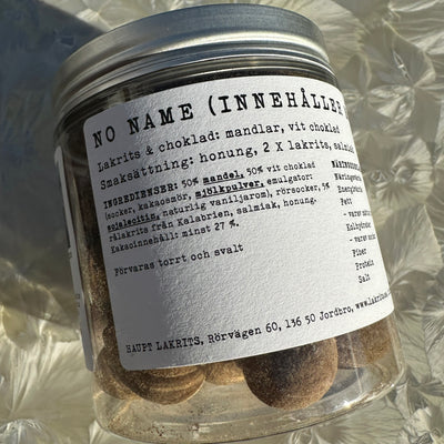Haupt Liquorice "No Name" White Chocolate, Honey Roast Almonds, & Salt Liquorice (Short Jar)