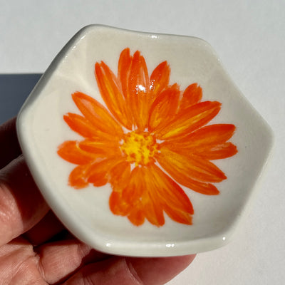 Orange Flower Honeycomb Dish #N1595