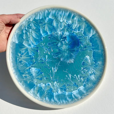 Alexis Templeton Turquoise Crystalline Dinner Plate #f995