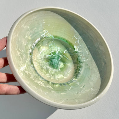 Alexis Templeton Soft Green Crystalline Pasta Bowl #f1150