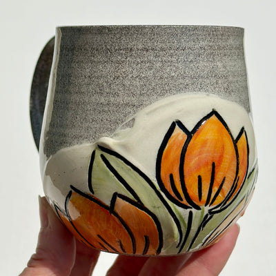 Maaike Charron Round Flower Mug with Orange Tulips #N2086