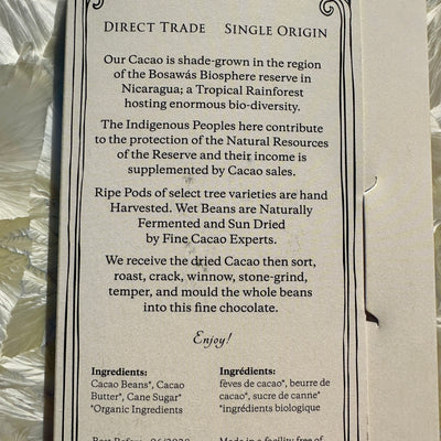 Black Jaguar Nicaragua Bosawás Biosphere Reserve 77% Dark Chocolate Bar