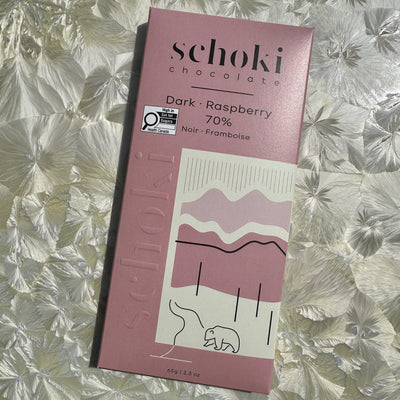 Schoki 70% Dark Chocolate with Freeze-Dried Raspberries