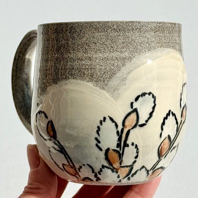 Maaike Charron 12oz Round Flower Mug with Pussy Willows #M1641