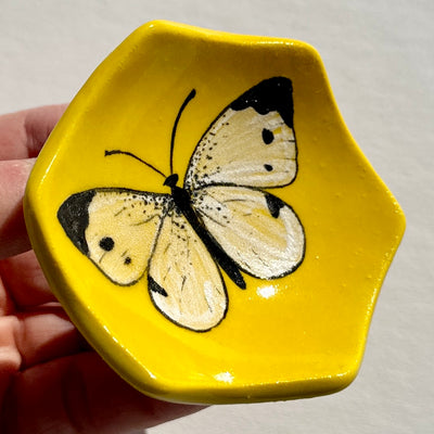 Butterfly Yellow Honeycomb Dish #N1604