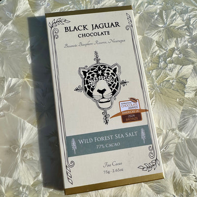 Black Jaguar Wild Forest Sea Salt 77% Dark Chocolate Bar