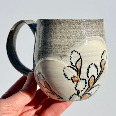 Maaike Charron 12oz Round Flower Mug with Pussy Willows #M1593
