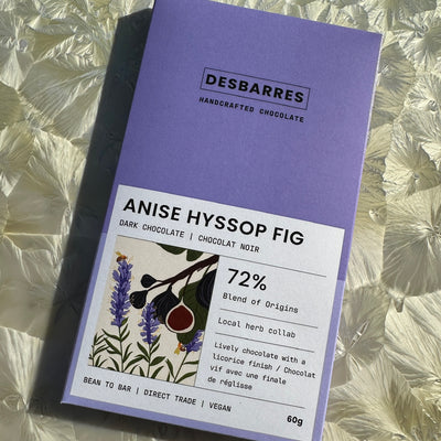 DesBarres Anise Hyssop Fig 72% Dark Chocolate Bar