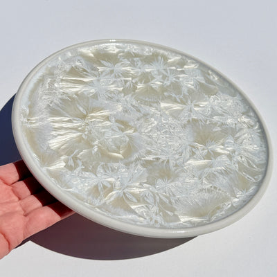 White Crystalline Dinner Plate #N2972