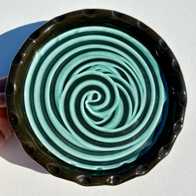 Michael Flaherty Turquoise 22cm Plate #f958