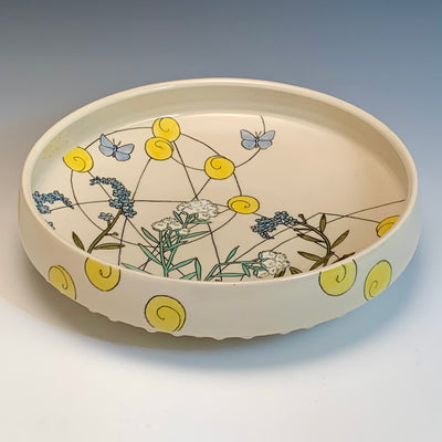 Andrea Vuletin Medium Bowl with Pearly Everlasting & Forget-Me-Nots #LIX123