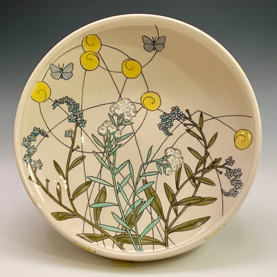 Andrea Vuletin Medium Bowl with Pearly Everlasting & Forget-Me-Nots #LIX123