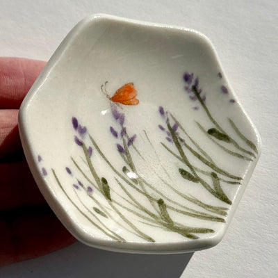 Lavender and Butterfly Honeycomb Dish #N1609