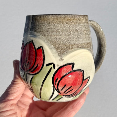Maaike Charron Round Flower Mug with Red Tulips #N2885