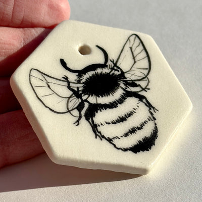 One Hexagon Bee Ornament