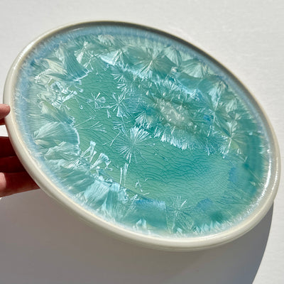 Turquoise Crystalline Dinner Plate #N2330