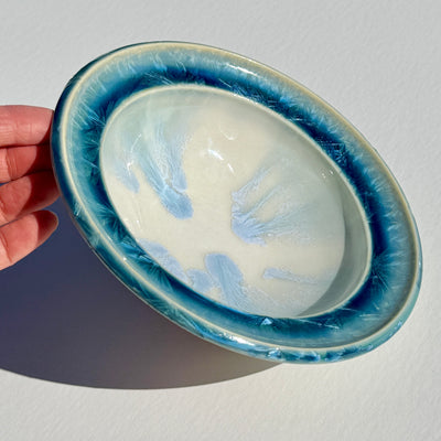 Turquoise Crystalline Rimmed Bowl #N3070