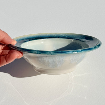 Turquoise Crystalline Rimmed Bowl #N3070