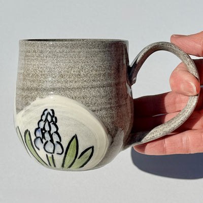 Maaike Charron 12oz Round Flower Mug with Grape Hyacinths #M1592