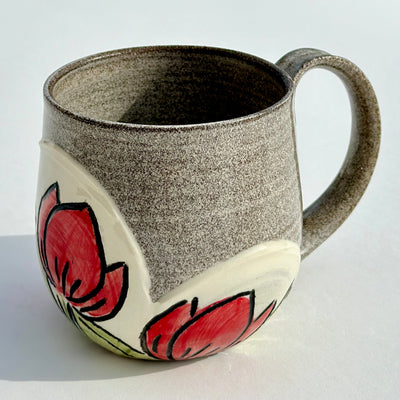 Maaike Charron Round Flower Mug with Red Tulips #N1874