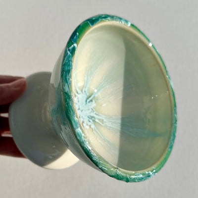 Alexis Templeton Turquoise Serving Bowl with Stem #f1123