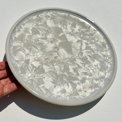 White Crystalline Dinner Plate #N2170