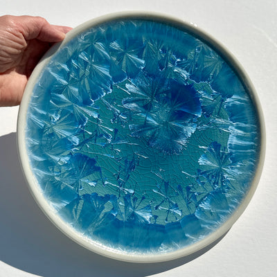 Alexis Templeton Turquoise Crystalline Dinner Plate #f995