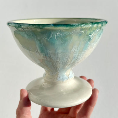 Alexis Templeton Turquoise Serving Bowl with Stem #f1123