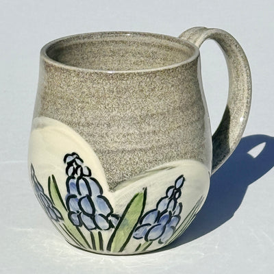 Maaike Charron 12oz Round Flower Mug with Grape Hyacinths #M1643