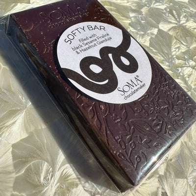 Soma "Softy Bar" Filled with Black Sesame Praliné & Hazelnut Gianduja