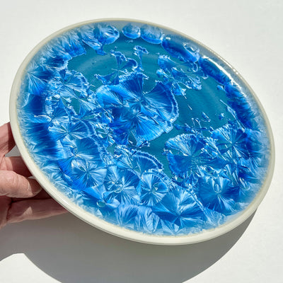 Turquoise Crystalline Dinner Plate #N1298
